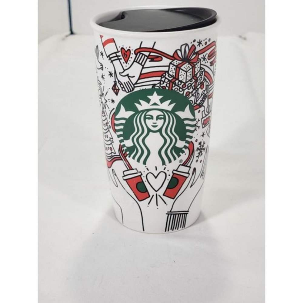 Starbucks Thailand Holiday Travel Mug Coffee Tumbler 2017 12 oz Ceramic Christma
